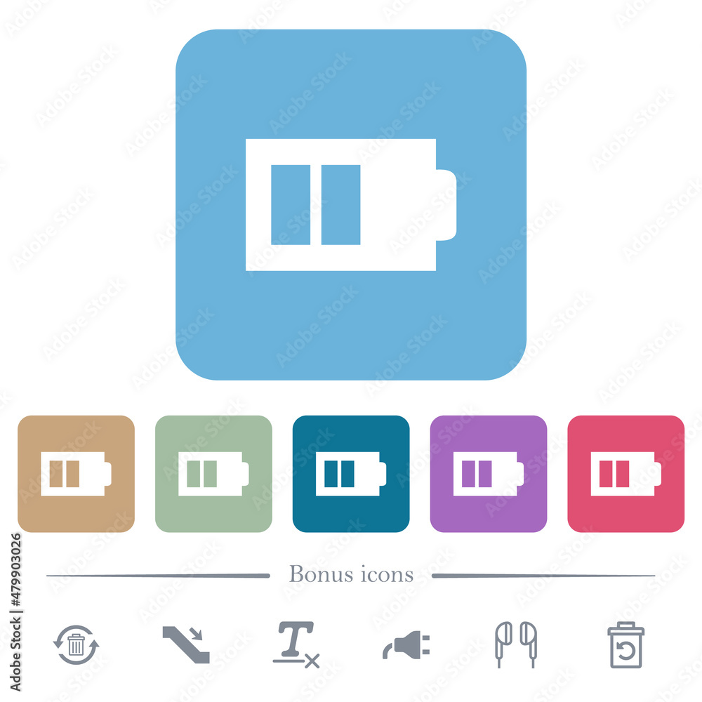 Poster half battery with two load units alternate flat icons on color rounded square backgrounds