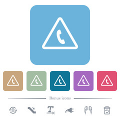 Emergency call flat icons on color rounded square backgrounds