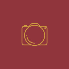 Modern photography logo design. Camera icon on a coloured background. 