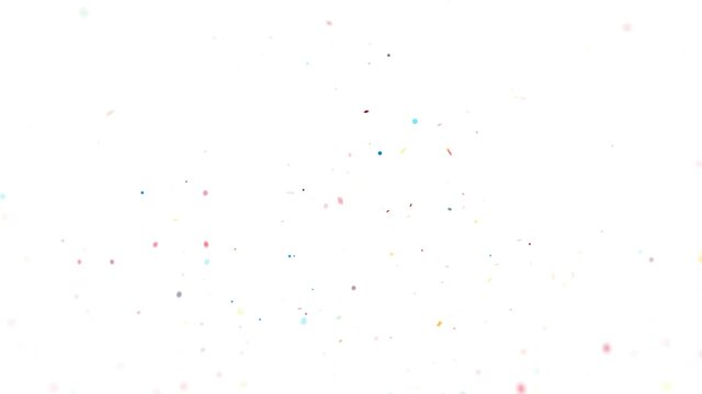 Colorful confetti on white background 4k footage, Birthday celebration confetti footage.