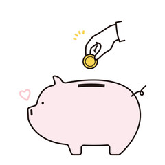 貯金箱にコインを入れるイラスト素材