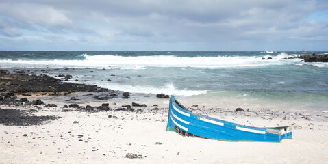 Broken boat on a beach