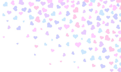 Colorful heart falling confetti background. Romantic design template for Valentine Day or Wedding