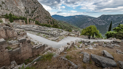 Fototapeta na wymiar Stone Square in ancient Delphi