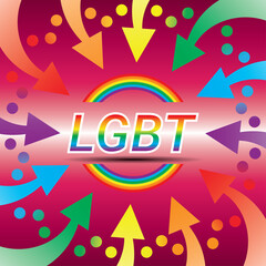 LGBT Pride banner that portrays queer by lesbian, gay, bisexual, and transgender. Banners include letters, symbol colors, and color orientation, LGBT symbols above and below.