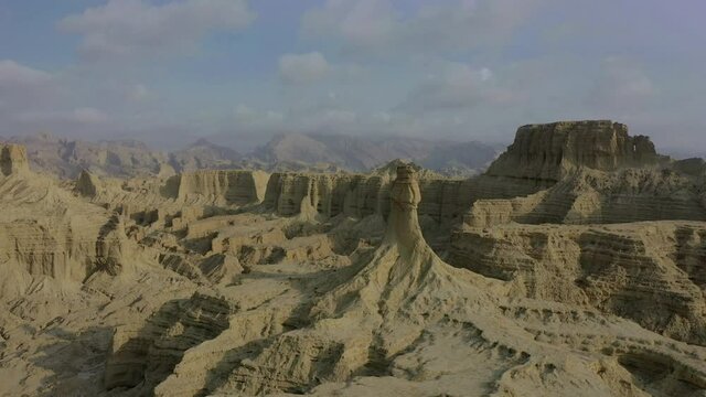 Aerial View Of Geological Rock Forms At Hingol National Park In Balochistan. Circle Dolly