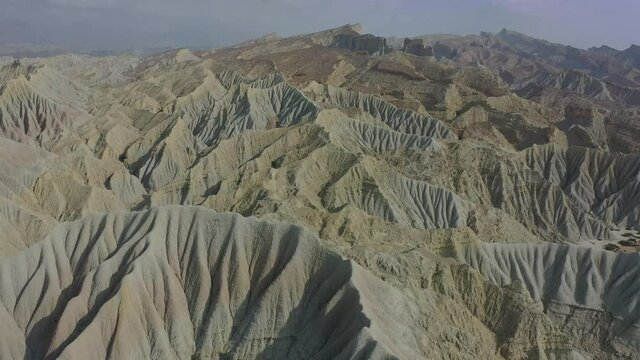Aerial Over Of Epic Arid Mountain Landscape Of Hingol National Park In Balochistan. Dolly Forward
