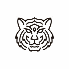 Line art Tiger head illustration design