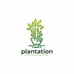 Green Plant logo design template.