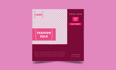 Naklejka premium Minimal Square Editable Banner Template. An modern minimalist eye-catching banner in a colorful background that you can use as Social media post or web banner ads.