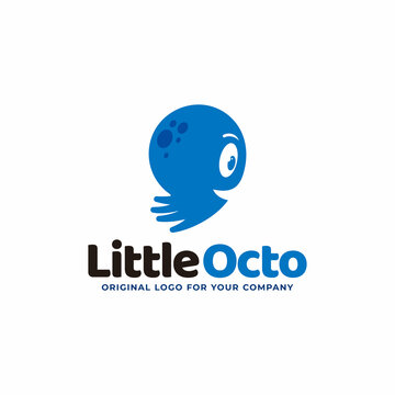 Little octopus logo design template.