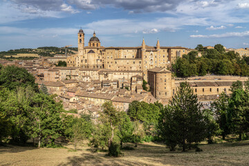 Fototapeta na wymiar Scenic panoramic view of Urbino, a famous town in Italy built mostly during Renaissance and UNESCO World Heritage Site, Marche region