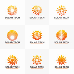Set of solar technology logo design template.