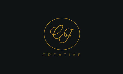 CF is a stylish logo with creative design and golden color with black background.