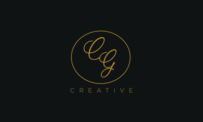 CG is a stylish logo with creative design and golden color with black background.