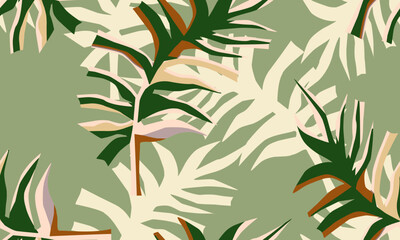 tropical leaf, monstera, banana leaf, floral pattern seamless vector on pastel background, design for textile, fashion print, leaf design summer beach Nature paradise, Hawaiian style