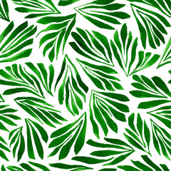 Naklejka na ściany i meble abstract tropical pattern. watercolor background with abstract leaf. Modern tropical background. Elegant summer seamless pattern hand painted. Hand drawn contemporary abstract print