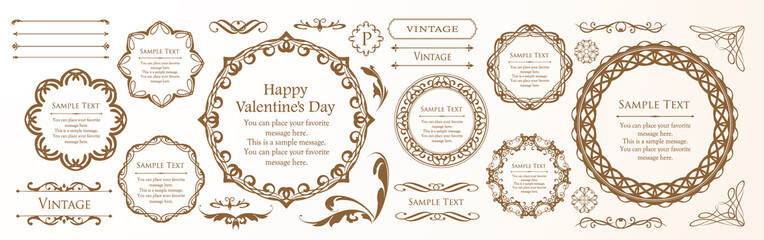 バレンタインデーのフレームデザイン。豪華でエレガントな装飾。アンティーク。ビンテージ。ゴージャス。エレガンス。