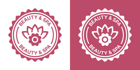 Beauty & spa sign template with lotus flower emblem concept