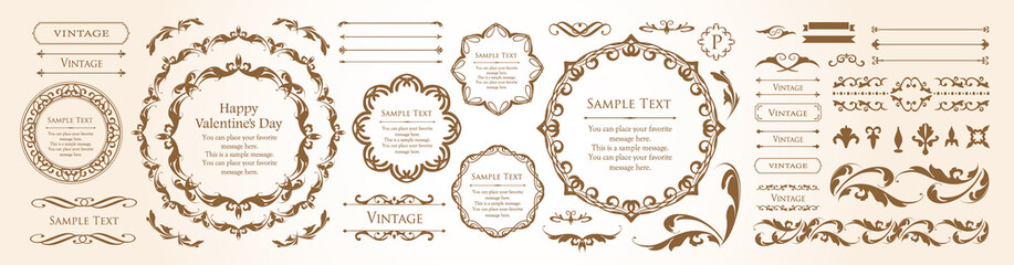 バレンタインデーのフレームデザイン。豪華でエレガントな装飾。アンティーク。ビンテージ。ゴージャス。エレガンス。
