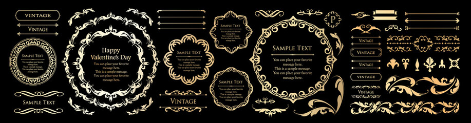 バレンタインデーのフレームデザイン。豪華でエレガントな装飾。アンティーク。ビンテージ。ゴージャス。エレガンス。