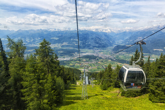 PLAN DE CORONES 2019, July 22: View from the cable car that connects Brunico to Plan de Corones