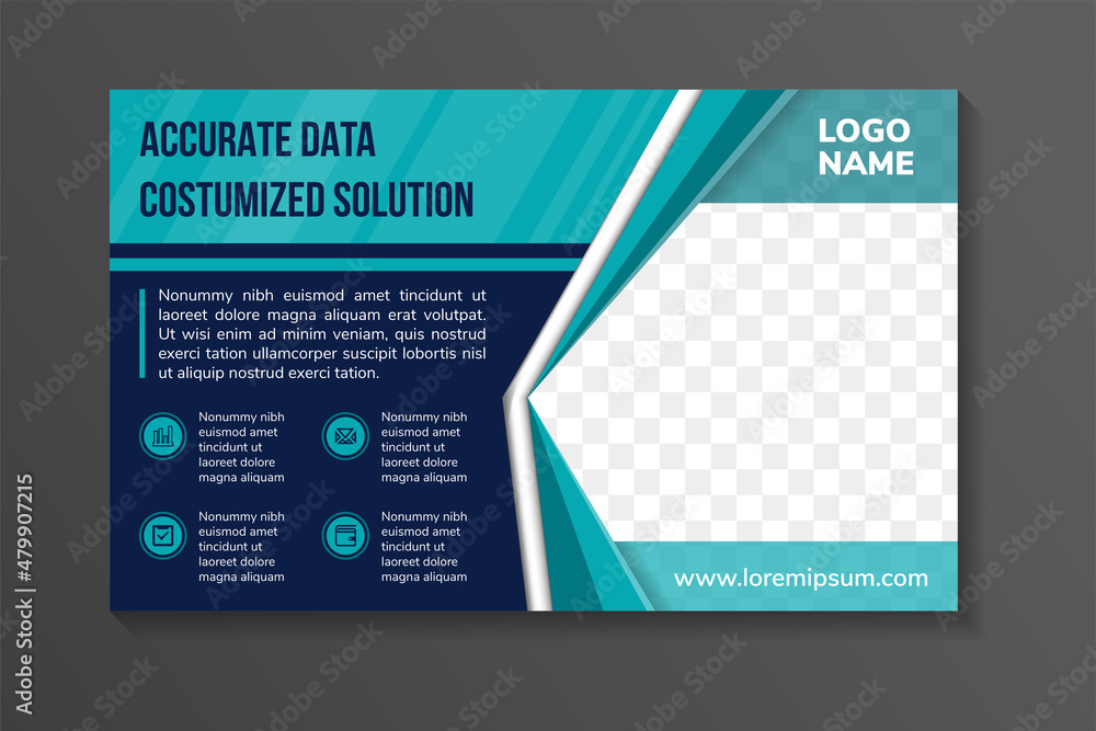 Poster accurate data customized solutions banner design template. multicolored flat blue on the element. br