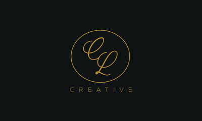 CL is a stylish logo with creative design and golden color with black background.