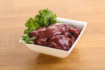 Raw chicken liver in the bowl