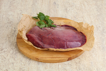 Raw pork liver for cooking