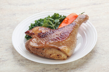 Roasted duck leg with orange sauce