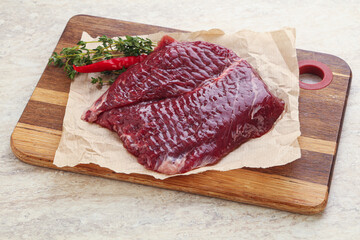 Raw beef machete steak for grill
