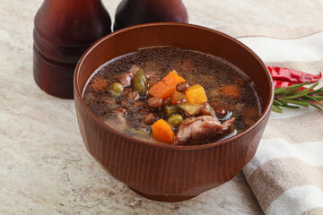Soup with lentil and chicken