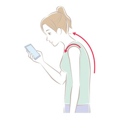 スマホ首の女性