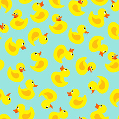 Seamless yellow ducks pattern
