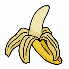 Banana on white background. Vector image.