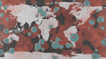 corona virus infect  with world map on black background