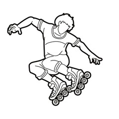 Roller blade Player Extreme Sport Cartoon Graphic Vector