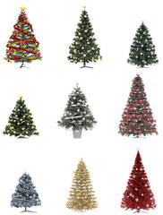 Christmas tree on a white background. Isolated, 3D illustration, cg render