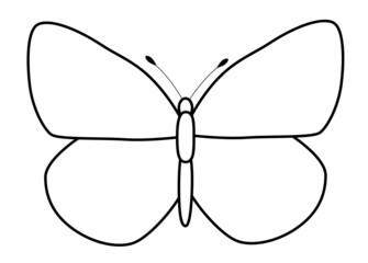 Butterfly black and white outline illustration. Coloring book or page for kids