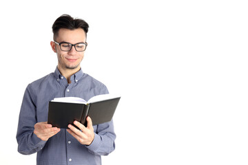 Attractive guy in shirt isolated on white background