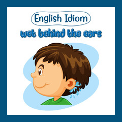 English idiom with picture description for wet behind the ears
