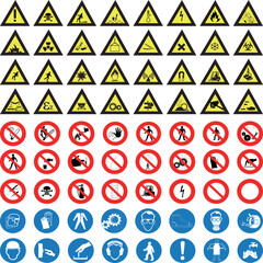 set of warning signs