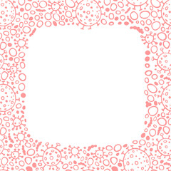 Background, frame, border from molecules, cells of virus, bacteria. Pandemic, epidemic covid-19. Concept of quarantine coronavirus, vaccination. Vector hand drawn outline doodle isolated