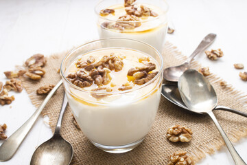 healthy greek yogurt with honey and walnuts
