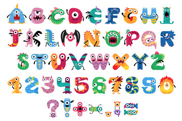 Kids English monster alphabet with funny cartoon characters © Derter