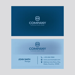 Front And Back Presentation Of Business Card Design In Blue Color.