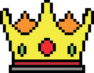 Crown Pixel art vector illustration.