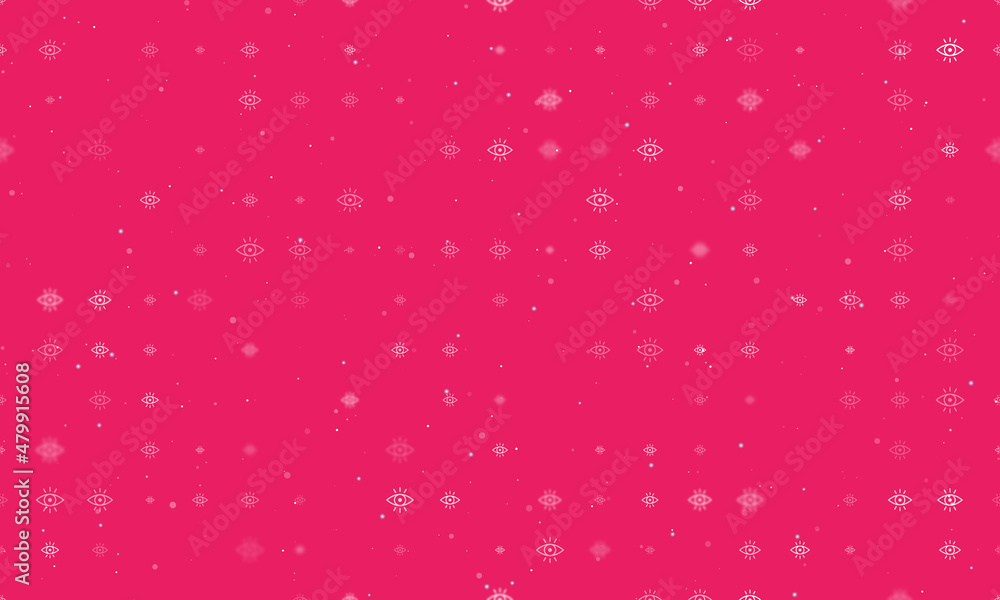 Poster seamless background pattern of evenly spaced white vision symbols of different sizes and opacity. ve