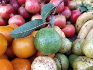 Obraz na płótnie Canvas fresh healthy guava put on fruits shop